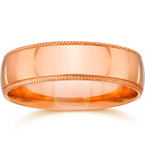 5mm Milgrain 14K Rose Gold Polished Wedding Band