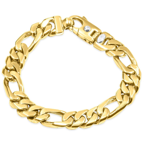 Men's Classic Figaro 14k Gold (62gram) or Platinum (99gram) 9.5mm Link Bracelet 8.5"