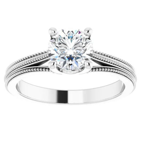 SI 1 Ct Round Diamond Engagement Ring 14k White Gold   Accent Enhanced