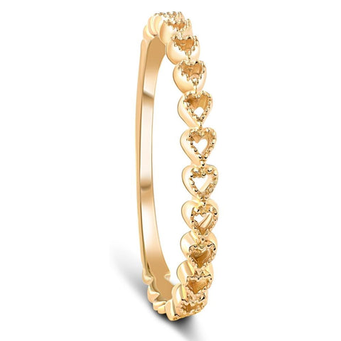 Heart Shape Stackable Women's Ring Wedding Band in White, Rose, or Yellow Gold