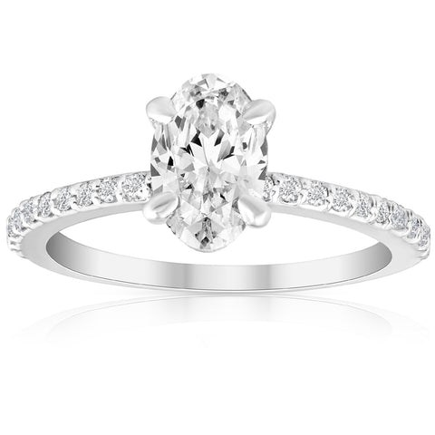 Certified G/VS 2.50Ct Oval Lab Grown Diamond Engagement Ring in 14k White Gold