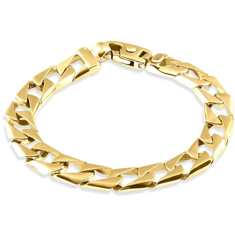 Men's Wide Square Curb 14k Gold (46gram) or Platinum (74gram) 10.5mm Link Bracelet 8.5"