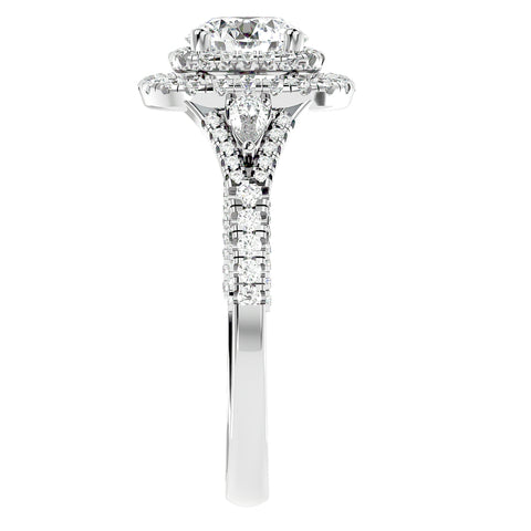 1 3/4Ct Diamond & Moissanite Halo Engagement Ring in 10k Gold