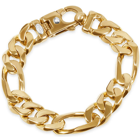 Men's Figaro Link 14k Gold (79gram) or Platinum (123gram) 13.5mm Bracelet 8.5"