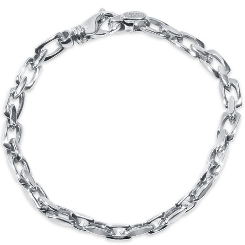 Men's Designer Round/Square Link 14k Gold (17gram) or Platinum (27gram) 5.5mm Bracelet 8.5"