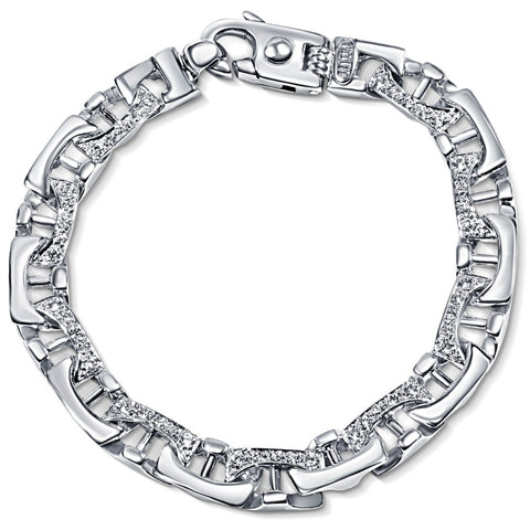 Men's Diamond Mariner 8.5" Bracelet 14k Gold (44gram) or Platinum (71gram) 8.5mm