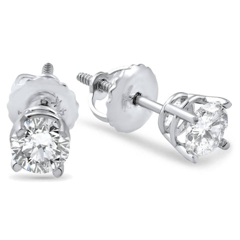 3/4ct Diamond Studs Screw Back 14K White Gold