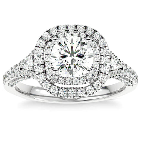 1 3/4Ct Diamond & Moissanite Halo Engagement Ring in 10k Gold