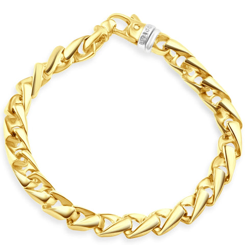 Men's Twist Designed 14k Gold (55g) or Platinum (89g) 7mm Link Bracelet 8.5"