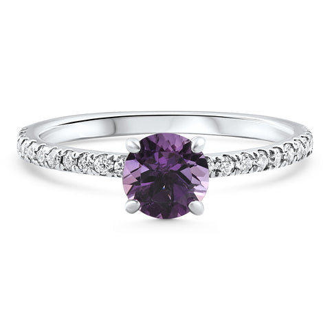 1Ct Amethyst & Diamond Anniversary Engagement Fashion Ring 10k Gold Lab Grown