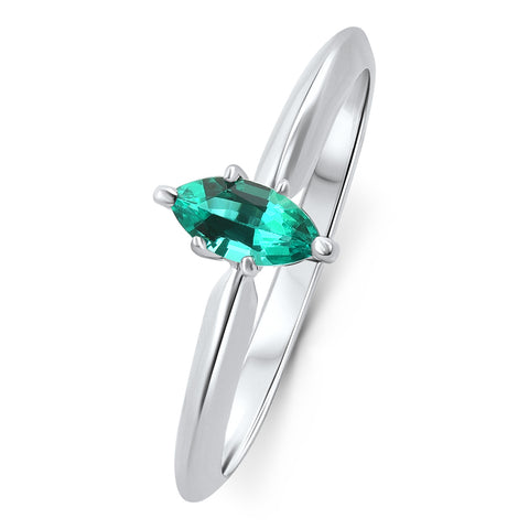 1/3Ct Emerald Marquise Solitaire Ring 10k Gold Lab Grown