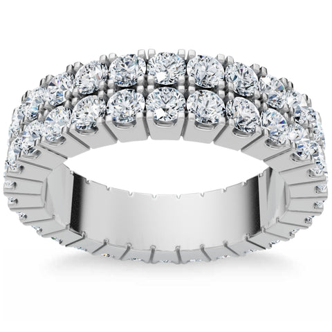 G/VS 2.25Ct Diamond Eternity Wedding Ring Double Row 10k Gold Lab Grown