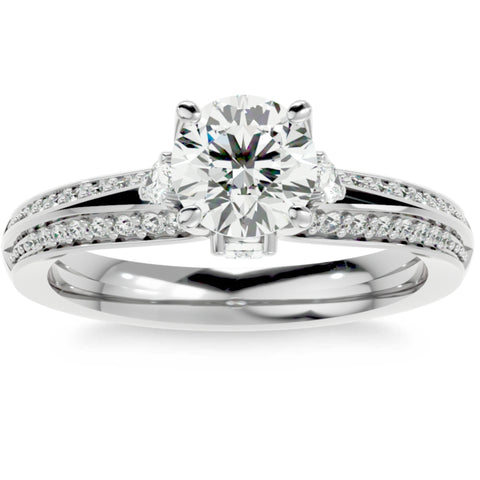 1 1/3Ct Diamond & Moissanite Accent Engagement Ring in 10k Gold