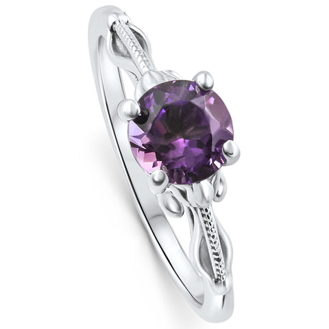 6mm Amethyst Solitaire Ring Gold