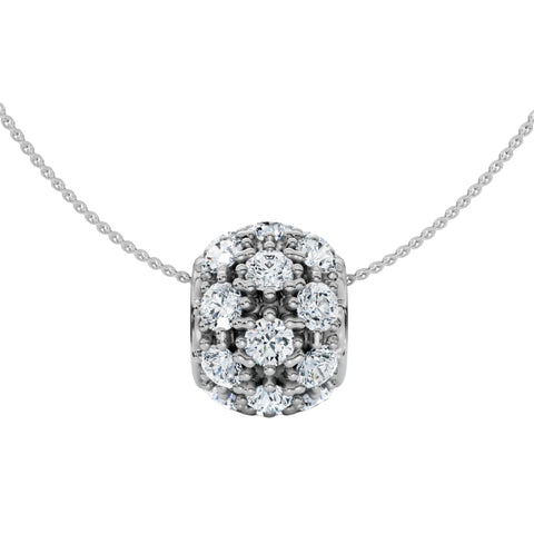 F/VS 1Ct Pave Puff Slide Diamond Pendant Women's Necklace 18" Lab Grown Gold