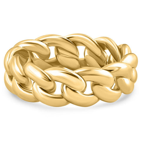 Mens 8mm 14k Gold Cuban Link Ring