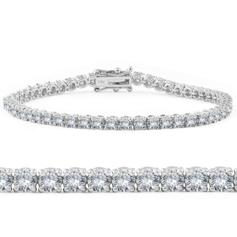 F VS 6ct EX3 Lab Grown Diamond Tennis Bracelet 18K White Gold 7 Inches