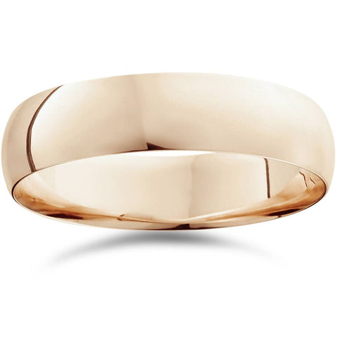 6mm Dome High Polished Plain Wedding Band 14K Rose Gold