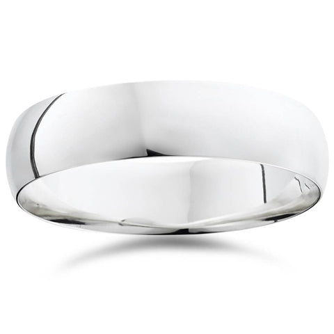 6mm Solid 14K White Gold Comfort Fit Plain Wedding Band Ring