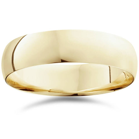 6mm Dome High Polished Wedding Band 14K Yellow Gold