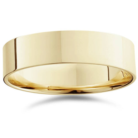 6mm Flat High Polished Wedding Band 10K Yellow Gold