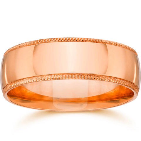 6mm Milgrain 14K Rose Gold Polished Wedding Band