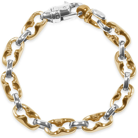 Men's Sculpted Mariner with Round Links 14k Gold (50gram) or Platinum (80gram) 9mm Bracelet 8"