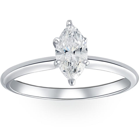 G/SI Platinum .72Ct Marquise Natural Certified Diamond Solitaire Engagement Ring