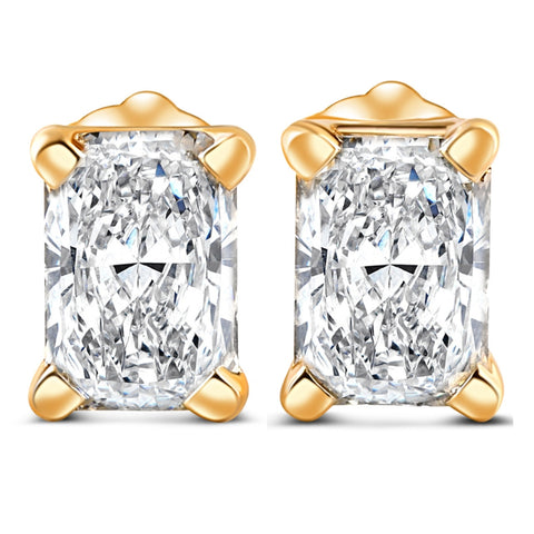 1 - 4 Carat Radiant Cut Diamond Studs 14k White or Yellow Gold Lab Grown