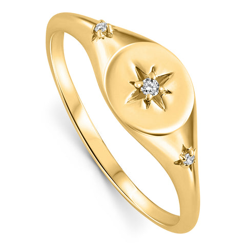 Diamond Starburst Stackable Ring 18k Yellow Gold