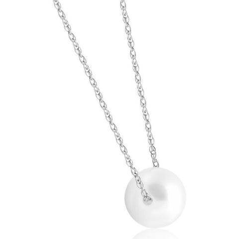 7mm Pearl Necklace in 14k White or Yellow Gold