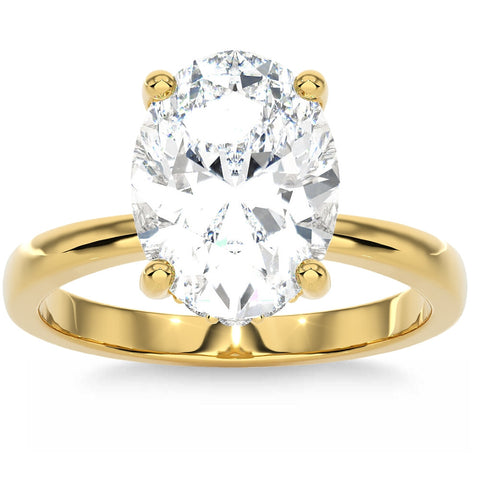 Certified 3.10Ct Oval Diamond Side Halo Engagement Ring in 14k Gold (GH,VS2-SI1)