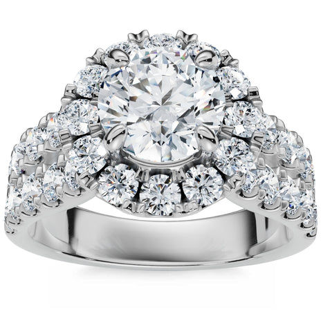 F/VS 2.50 Ct Diamond Halo Double Row Engagement Ring White Gold Lab Grown