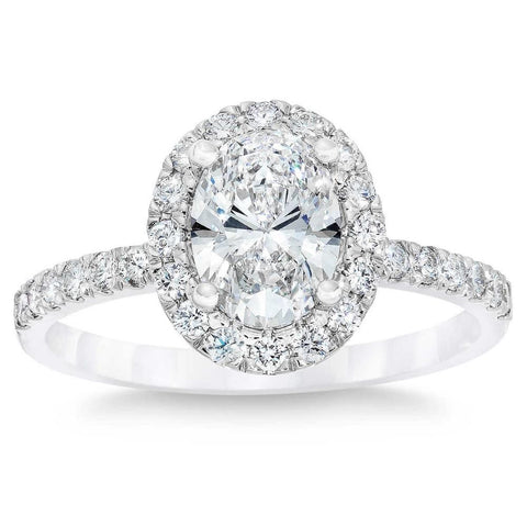 VS 2 3/4Ct Oval Diamond Halo Engagement H/VS2 Ring in 14k White Gold Lab Grown