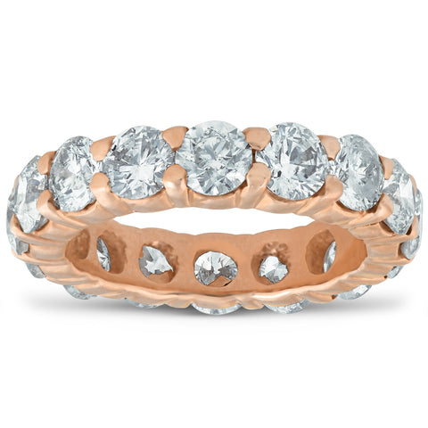 5Ct Natural Diamond Eternity Ring 14k Rose Gold Women's Wedding Anniversary Band