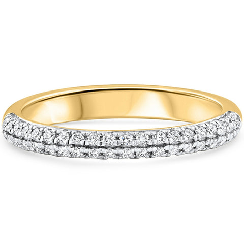 1/4Ct Micro Pave Diamond Wedding Ring 1/2 Eternity Band 14k Gold Lab Grown