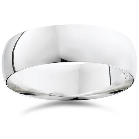 7mm Dome High Polished Wedding Band 14K White Gold