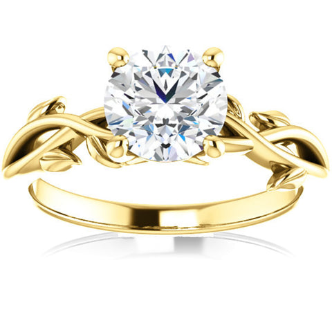 VVS 1 1/4 ct Solitaire Moissanite Vine Engagement Ring 14k Yellow Gold