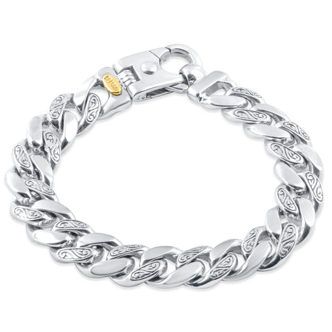 Men's Designed Link 14k Gold (87gram) or Platinum (163gram) 12mm Bracelet 8.75"