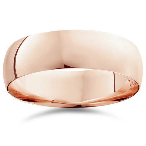 7mm Dome High Polished Wedding Band 10k Rose Gold