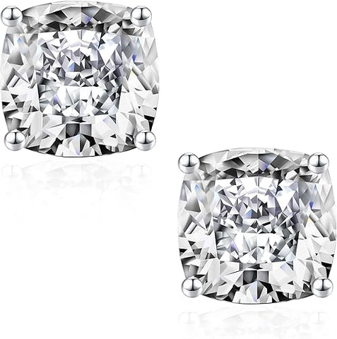 1 - 8Ct Cushion Cut Diamond Studs 14k Gold Lab Grown Women's Earrings