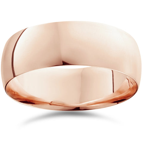 8mm Dome High Polished Wedding Band 10k Rose Gold