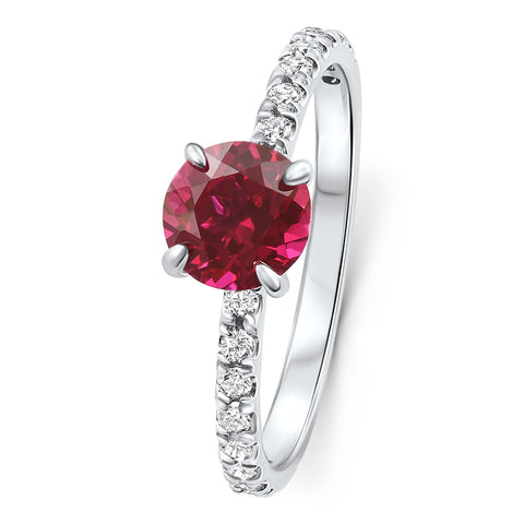 VS 1Ct Round Ruby Diamond Ring 10k Gold Lab Grown