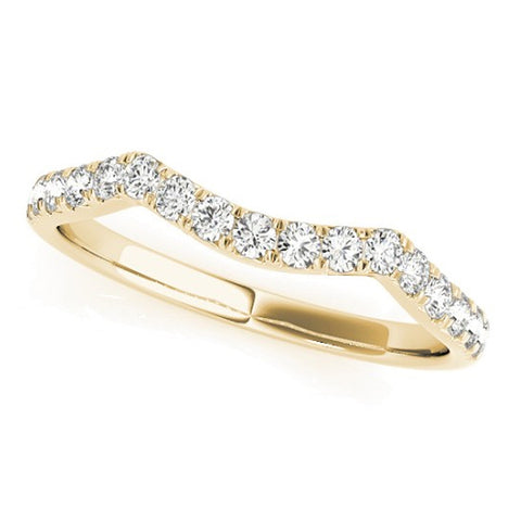 14k Yellow Gold Contour Diamond Wedding Band Anniversary Ring