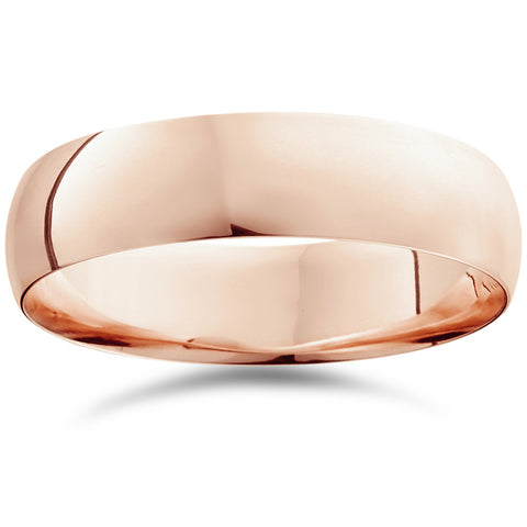 6mm Dome High Polished Wedding Band 10k Rose Gold