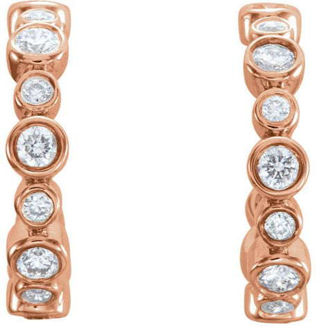 3/8CT Diamond   Hoops 14k Rose Gold 1/2" tall