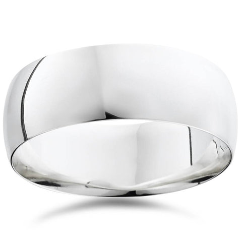 8mm Dome High Polished Wedding Band 10K White Gold