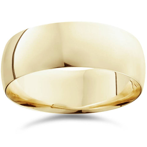 8mm Dome High Polished Wedding Band 14K Yellow Gold