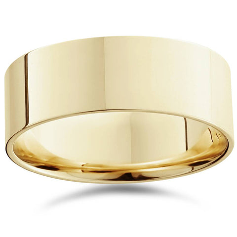 8mm Flat High Polished Wedding Band 10K Yellow Gold