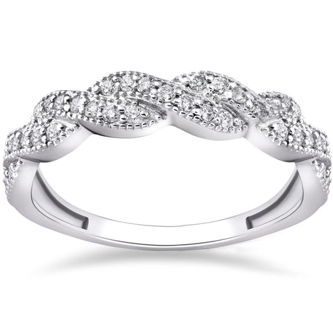 G/VS 1/4 ct Diamond Infinity   Wedding Ring 14k White Gold Lab Created